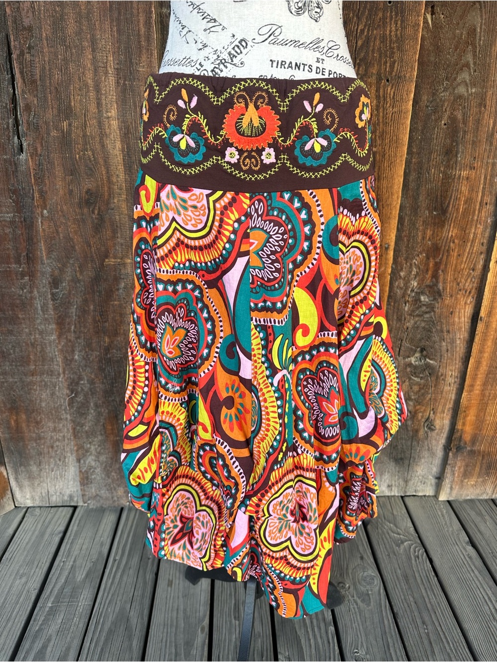Vibrant Multi-Color Boho Midi Skirt